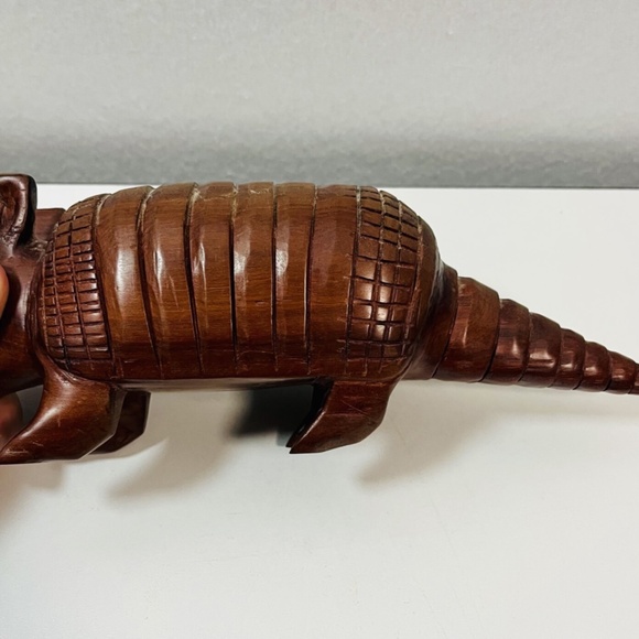 Vintage Hand-Carved Wooden Armadillo Figure Ironwood 10" Long Unique Rare Find - Picture 5 of 8